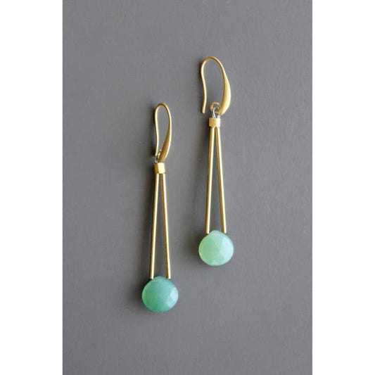 Green Onyx Geometric Earrings