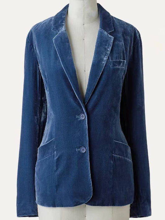 Velvet Blazer - Dust Blue