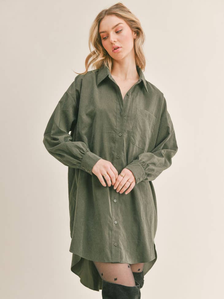 Hunter green 2025 shirt dress