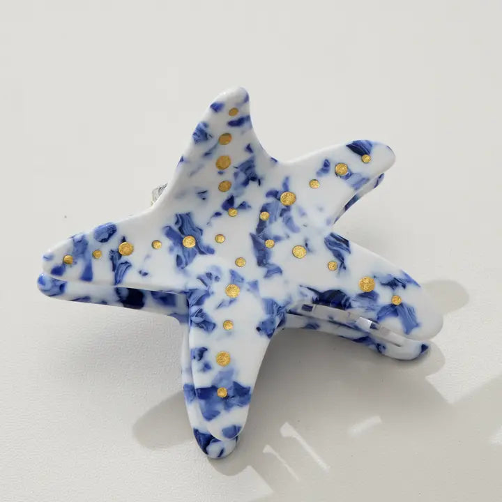 Coastal Blue Starfish Claw Clip - Medium