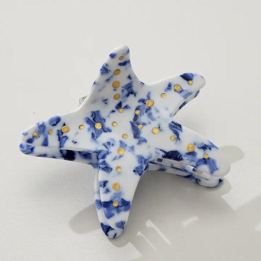 Coastal Blue Starfish Claw Clip - Medium