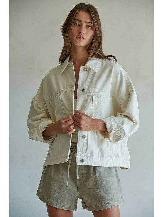 Woven Denim Jacket - Cream