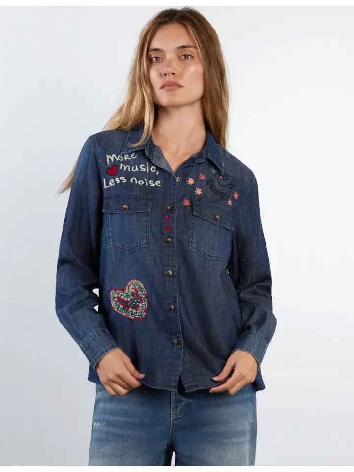 More Music, Less Noise Shirt - Dusk Denim