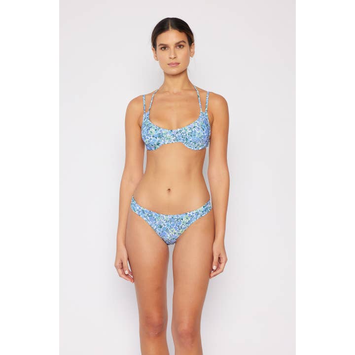 Underwired Two Way String Swimsuit - Blue Floral