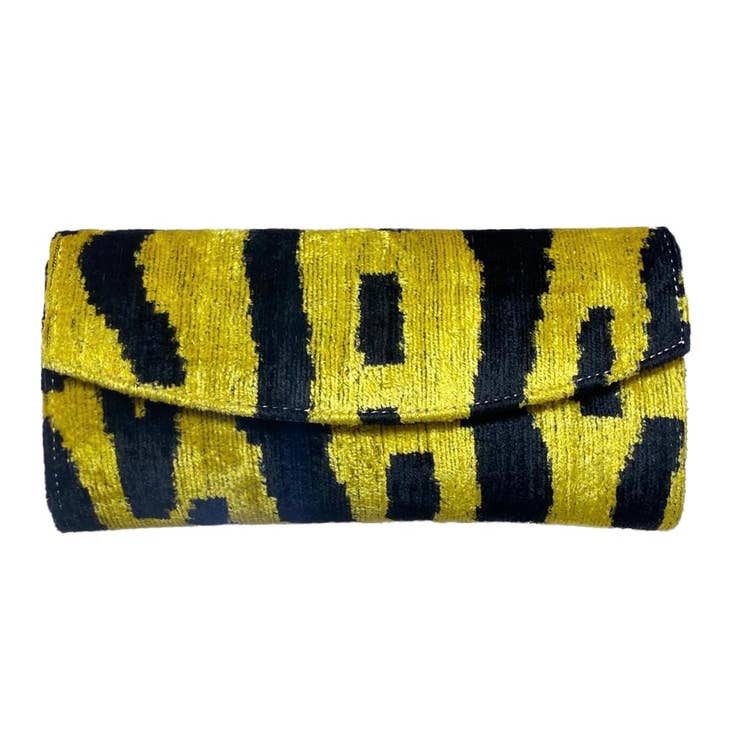 Silk Velvet Ikat Structured Clutch