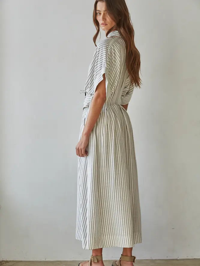 Striped Shirtdress - White