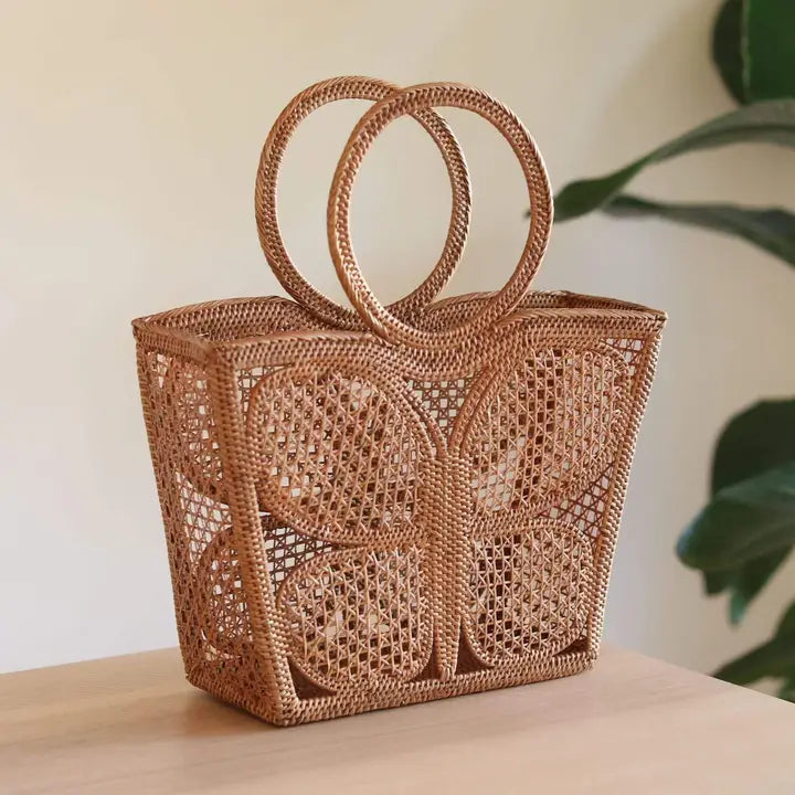 Bali Rattan Handbag - Butterfly