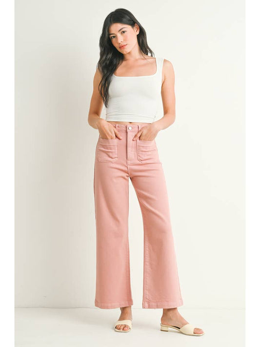 Patch Pocket Wide Leg - Dusty Coral