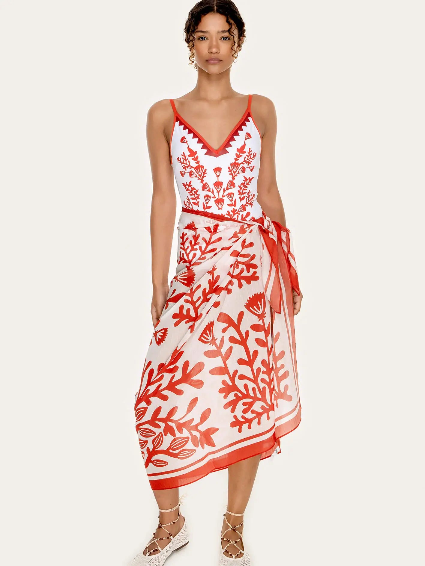 Beach Sarong Wrap - Red Coral