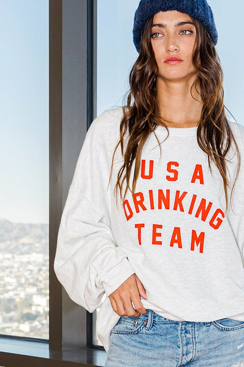 USA Drinking Team Top - Grey/Red