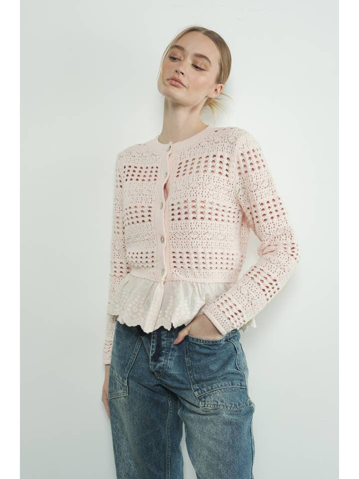 Lace Ruffle Sweater - Cream