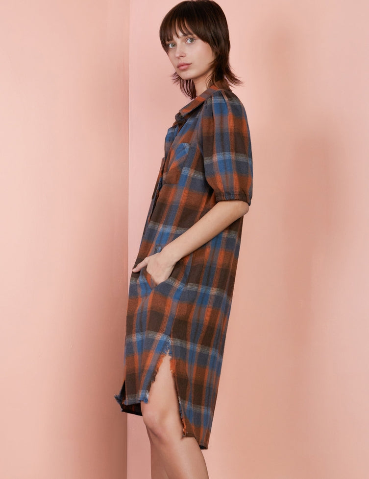 Super Puff Shirtdress - Sugar Spice Plaid