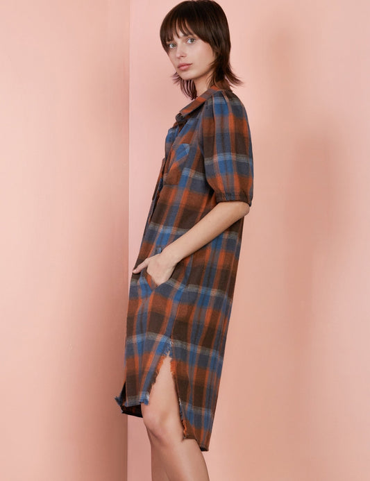 Super Puff Shirtdress - Sugar Spice Plaid