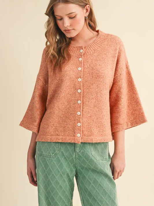 Elbow Length Cardigan - Rust Lemon