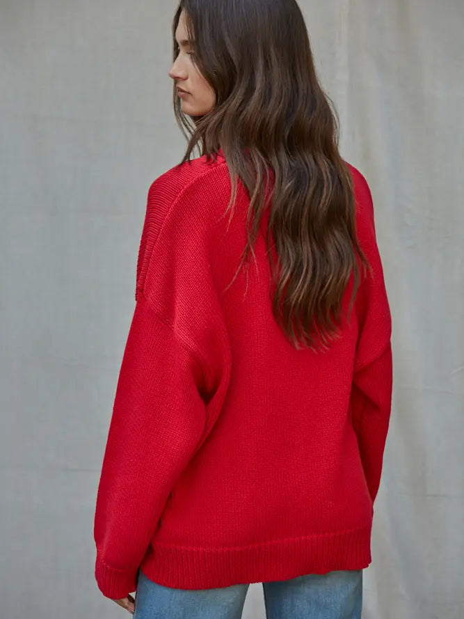 American Flag Pullover Sweater - Red