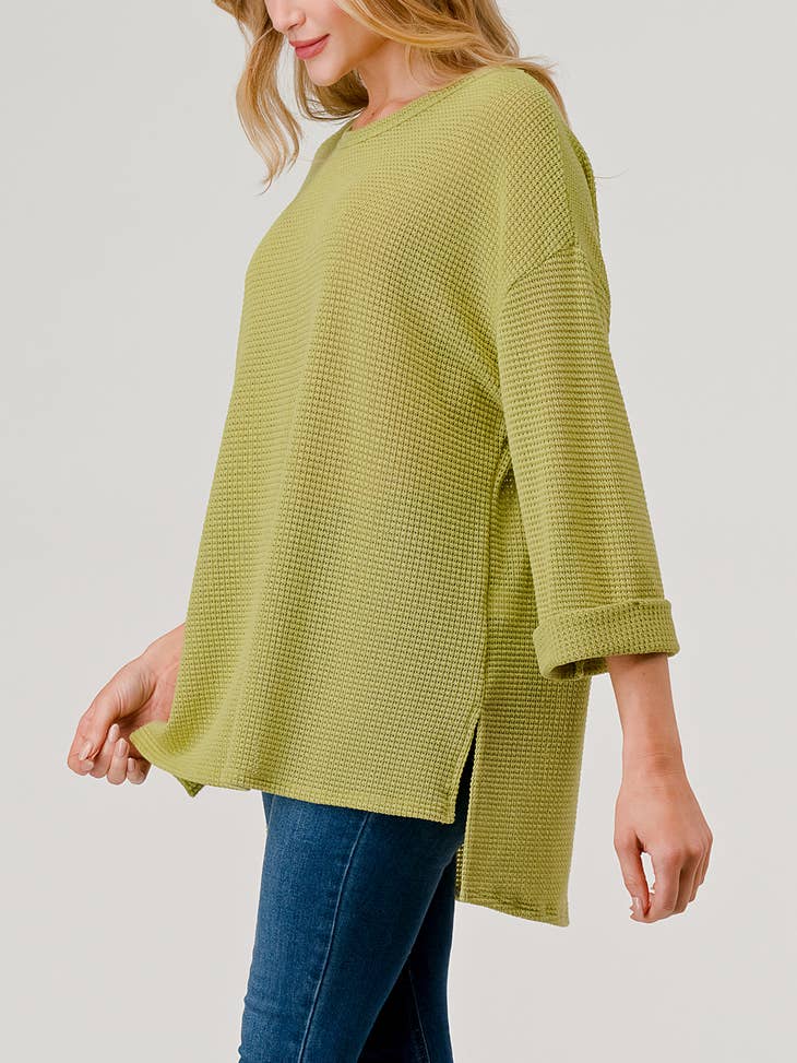 Open Knit 3/4 Length Top - Sweet Pea