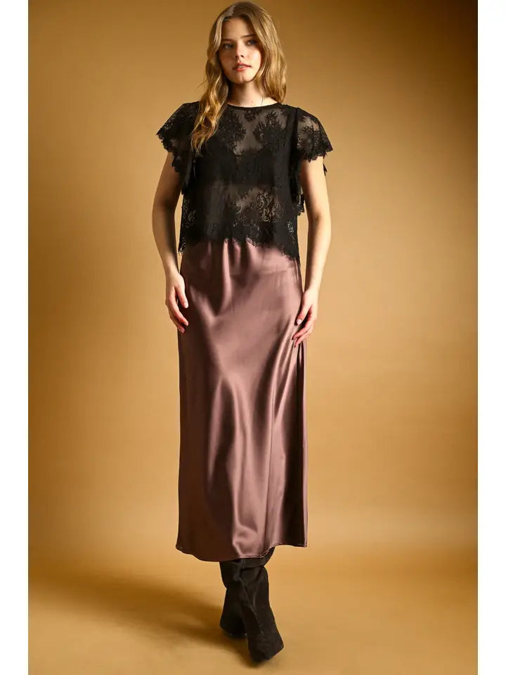 Lace Scalloped Top - Black