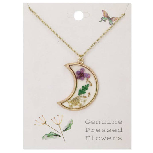 Dried Floral Necklace - Purple Moon