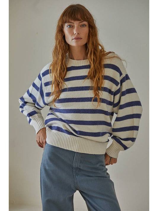 Davis Striped Sweater - Ivory Pink Blue