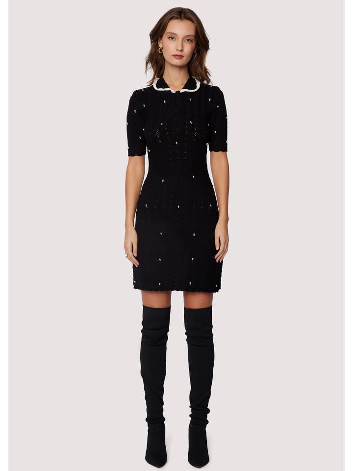 Perla Mini Sweater Dress - Black