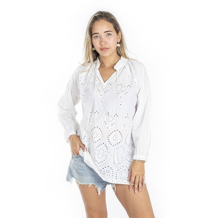 Cotton Eyelet Ibiza Blouse