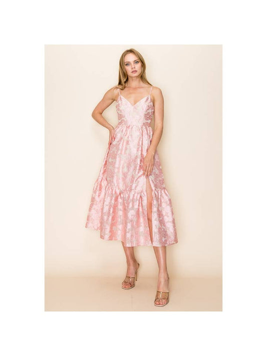 Textured Midi Dress - Pink