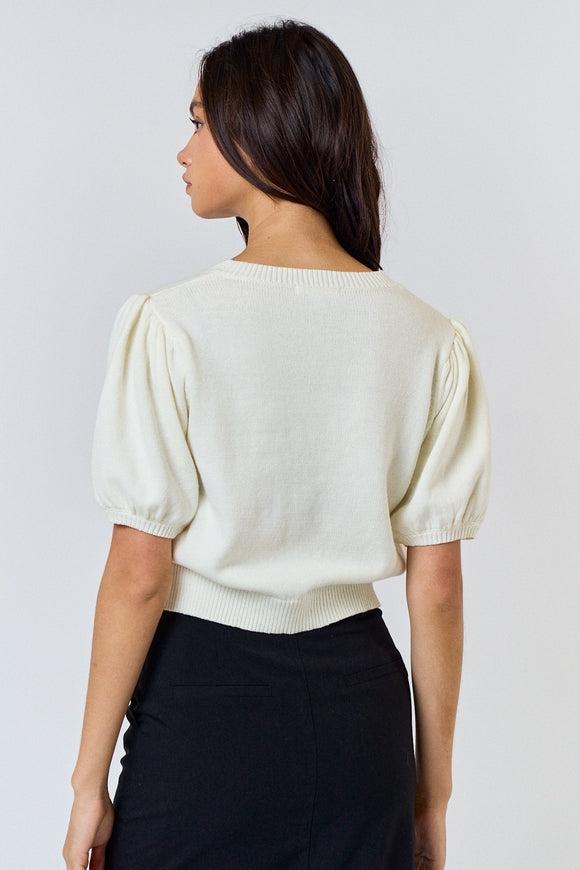 Bow Front Sweater - Ivory