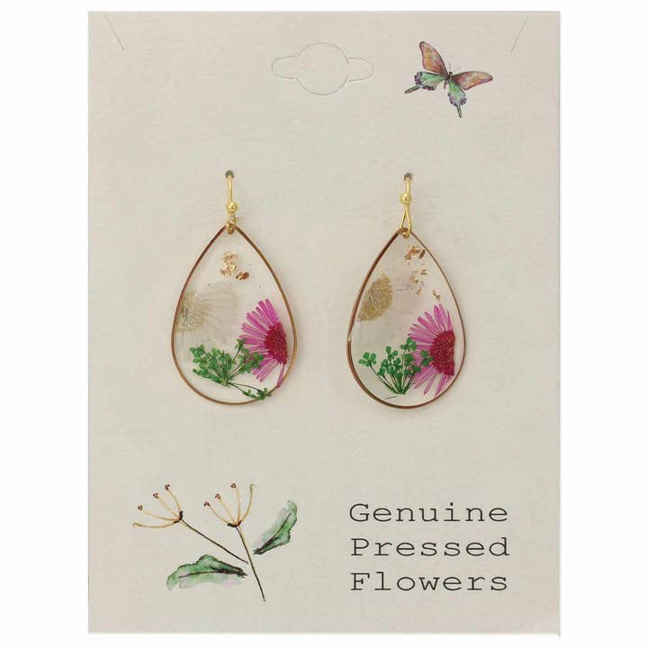 Dried Floral Earrings - Cottage Floral Daisy