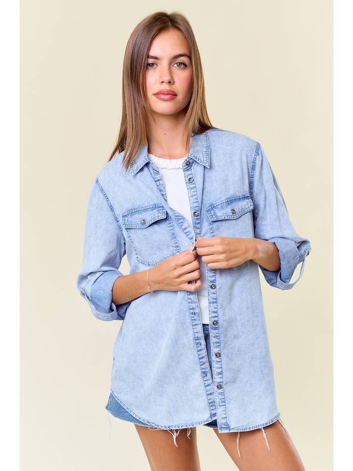 Chambray Button Down Shirt - Light Denim