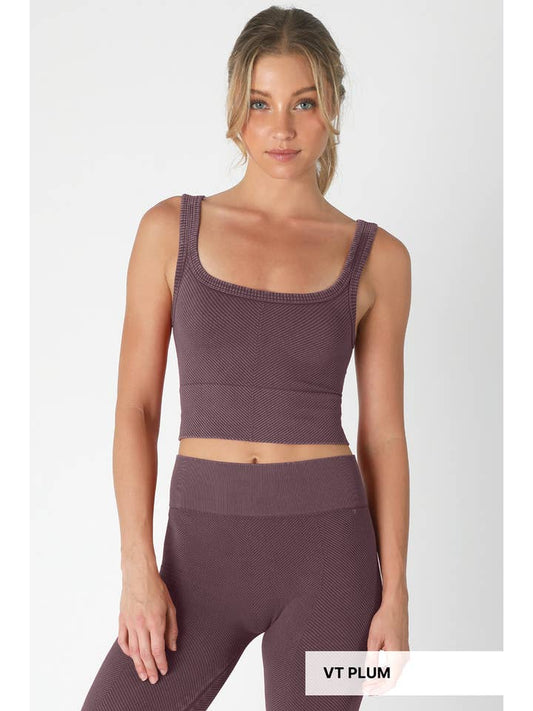 Chevron Crop Top - Vintage Plum