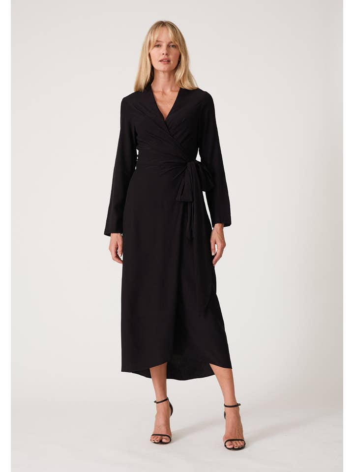 High-Low Midi Wrap Dress