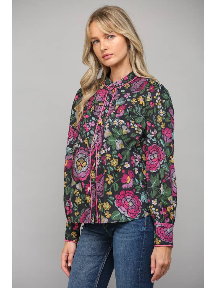 Floral Print Top - Black Multi