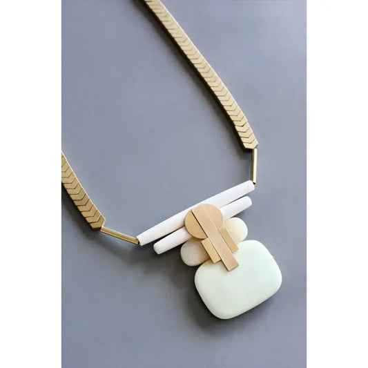 Celadon and Yellow Jade Pendant Necklace