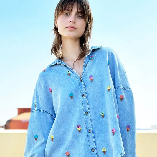 Embroidered Shirt - Ice Cream