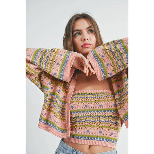 Geo Cardigan - Mauve Multi