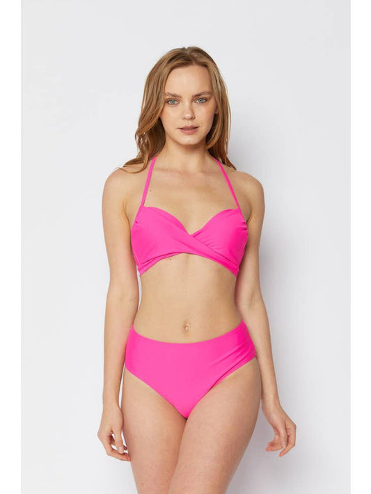 Moulded High Waisted Swimsuit - Pink