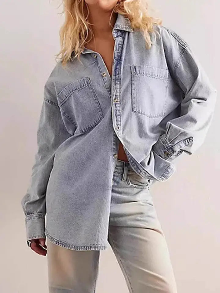 Long Sleeve Denim Shirt - Light Blue