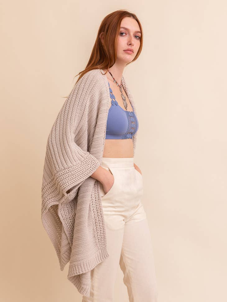 Rib Knit Ruana - Oatmeal