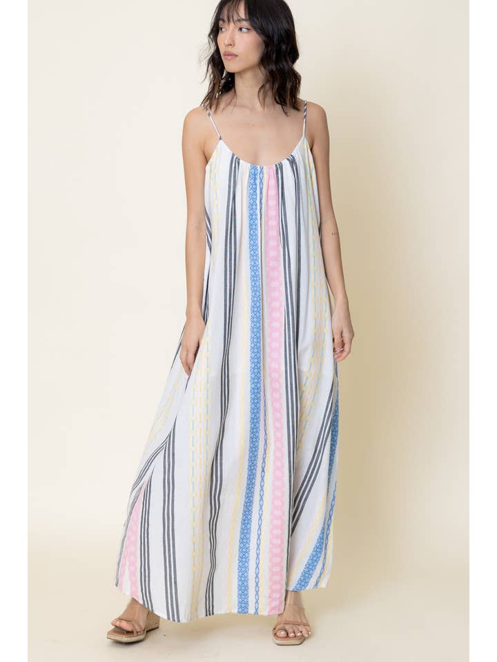 Cami Maxi Dress - Ivory Multi Stripe