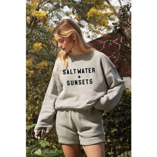 Salt Water + Sunsets Sweatshirt - Athletic Heather