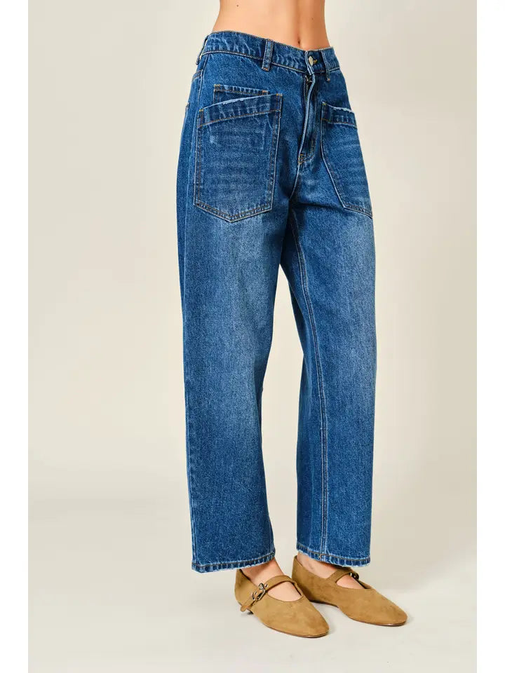 Semi Barrel Jeans - Medium Denim