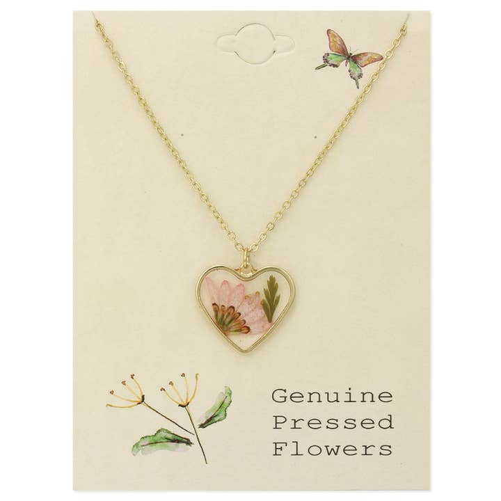 Dried Floral Necklace - Cottage Floral Heart