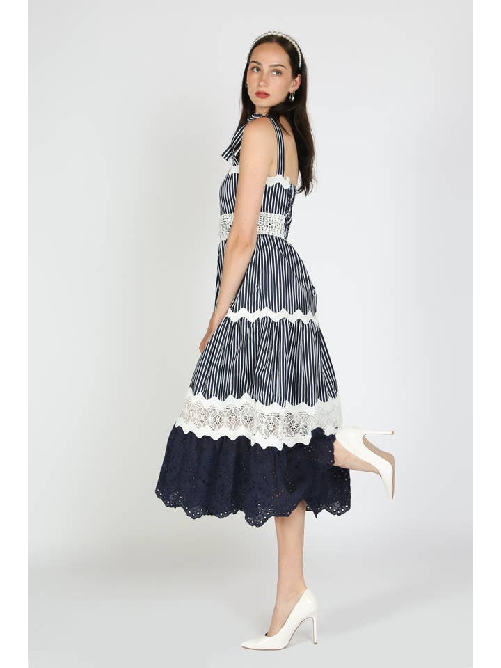 Striped Maxi Dress - Navy