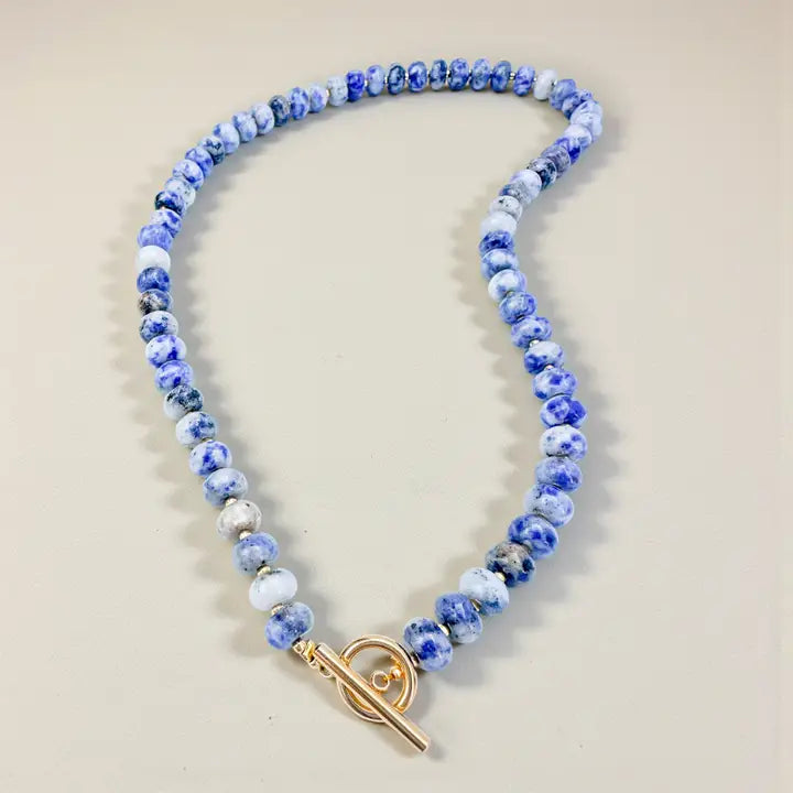 Bold Gemstone Beaded Necklace - Lapis