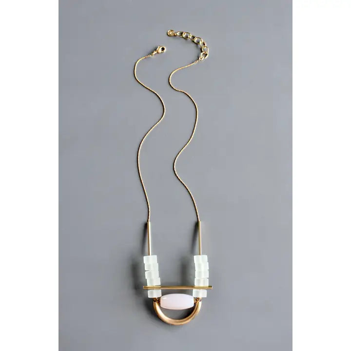 Glass and Agate Geometric Necklace