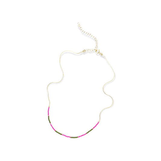 Kaleid Necklace - Neon Pink & Olive