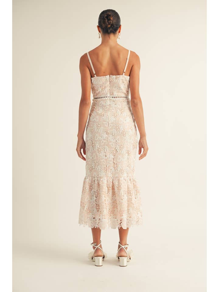 Jenna Lace Midi Dress - Pink