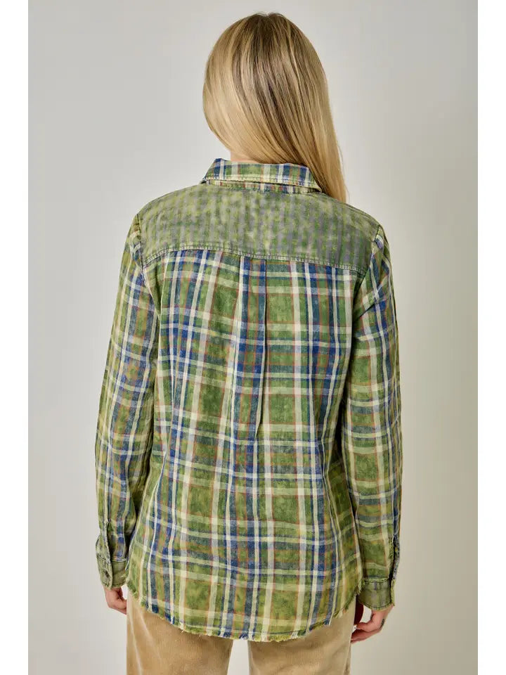 Mix Plaid Shirt - Washed Cactus