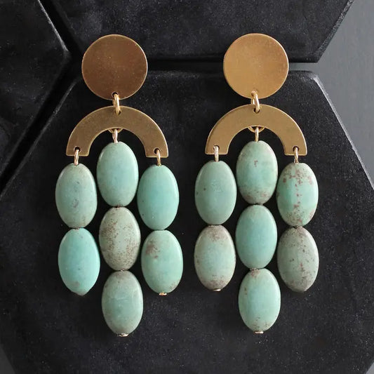 Turquoise Statement Art Deco Post Earrings