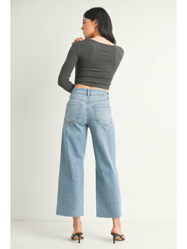 High Rise Utility Wide Leg - Light Denim